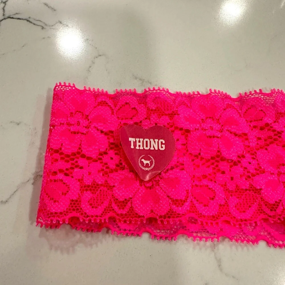 NWT Vintage Pink Victoria’s Secret Lace Thong - Picture 5 of 9
